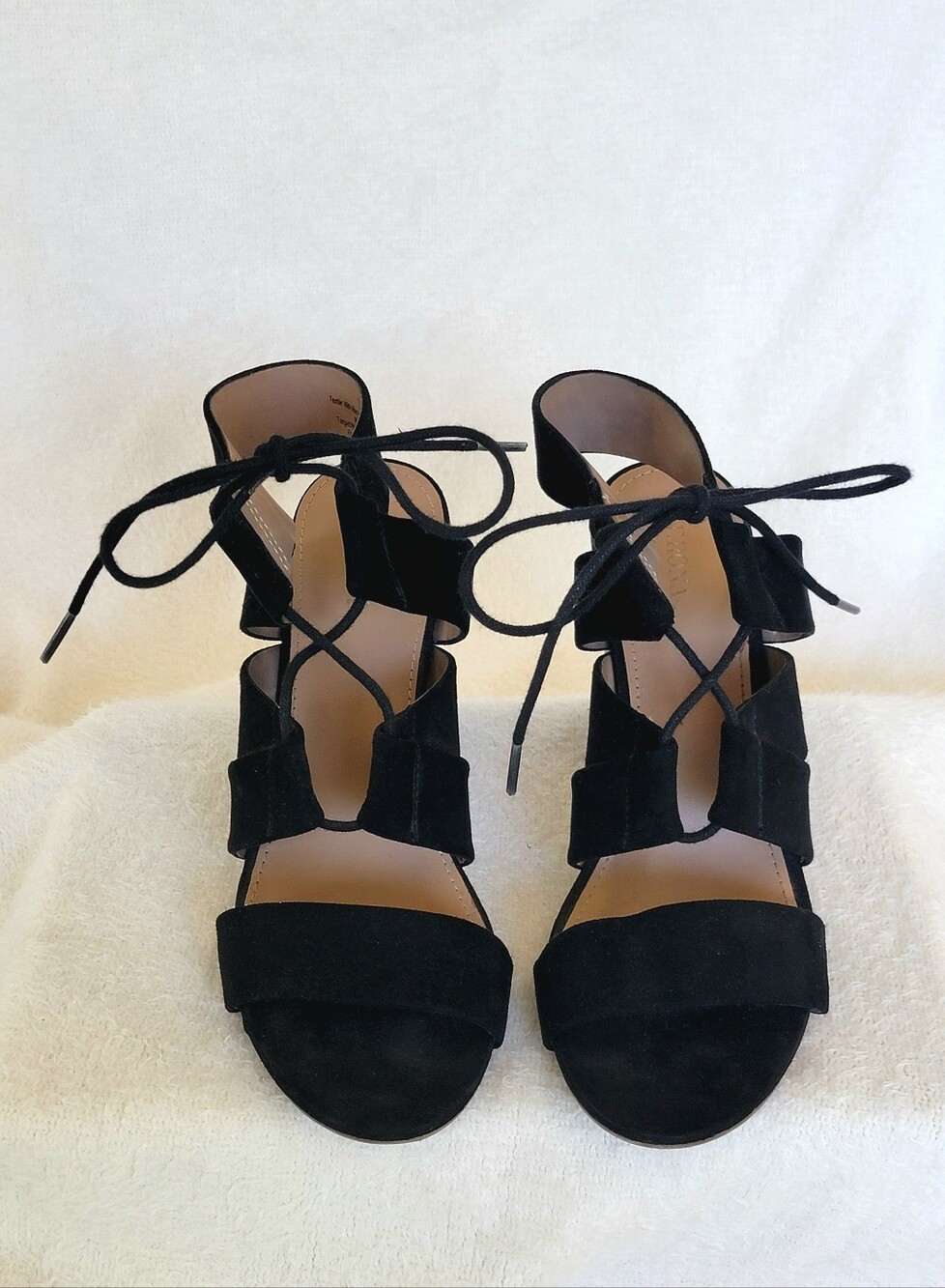 Merona Black Suede Lace Up Block Heels | Target Size 7